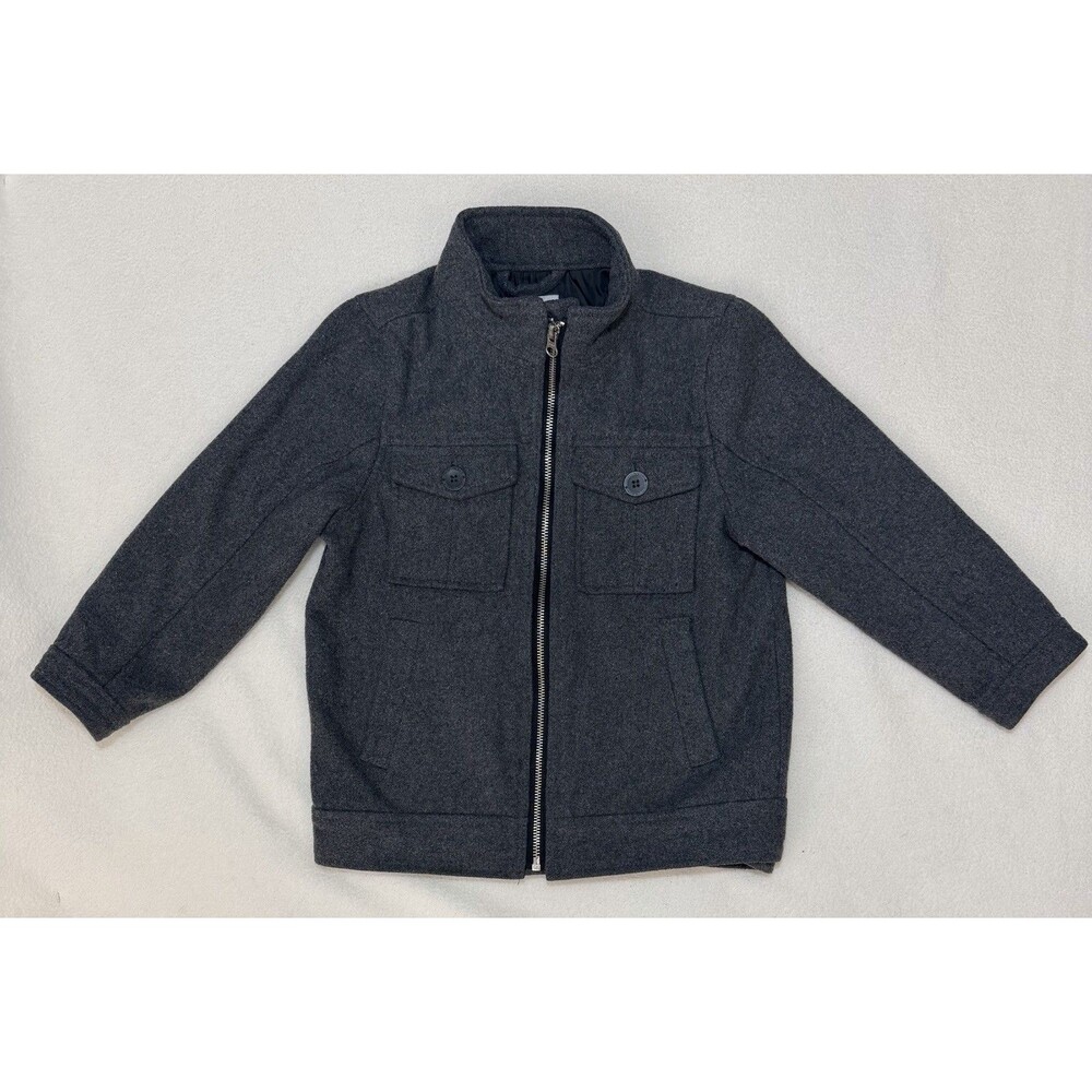 Old Navy Moto Jacket XS Gray Quilted Lined Full Zip Unisex Kids XS